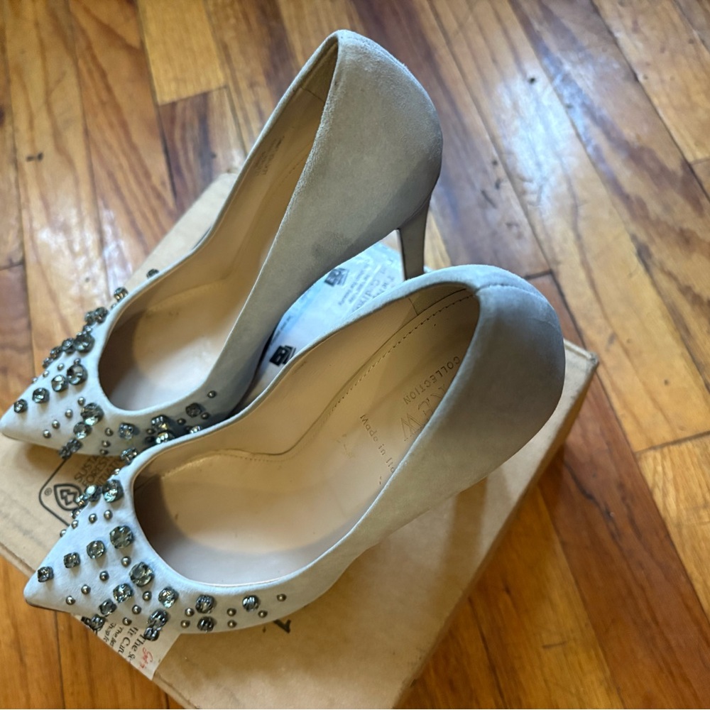Elegant Gray Embellished Women's Heels
